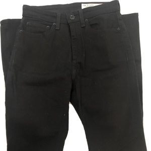Rag & Bone Nina High Rise Skinny in No Fade Black Stretch Jeans 24 $195